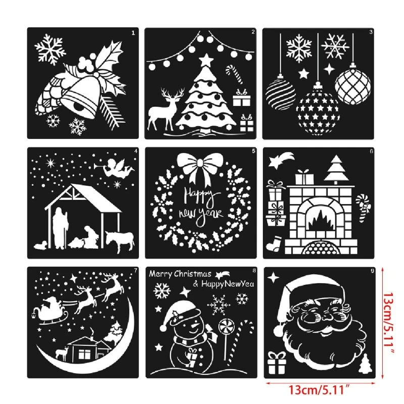 12 pcs Christmas Stencils