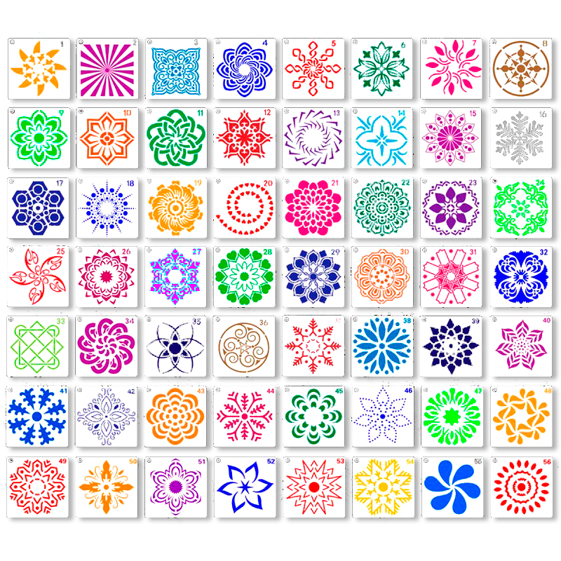 56pcs  Mandala Stencils - 9x9cm