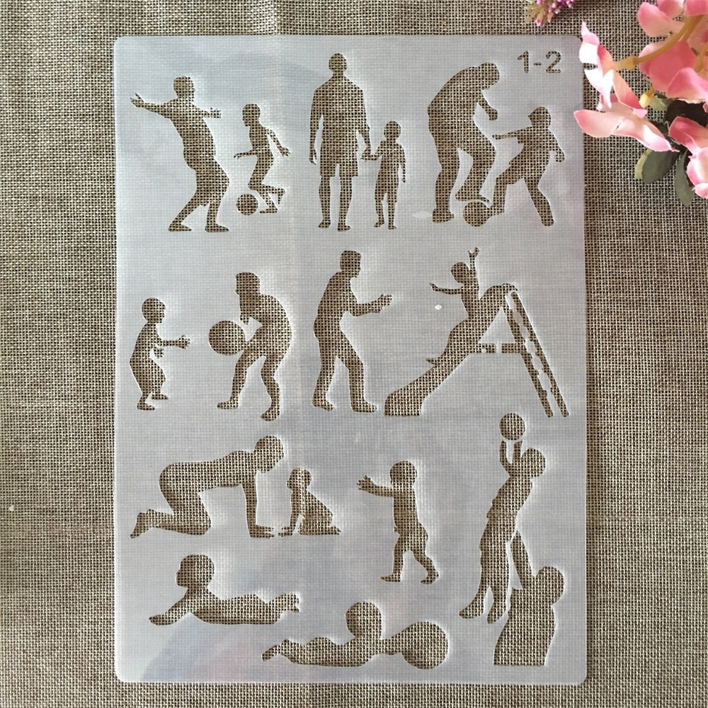 9pcs - A4 family stencils