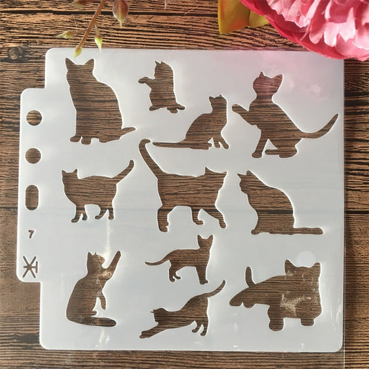 12 pcs cats + 10 festive stencils - 14x13cm