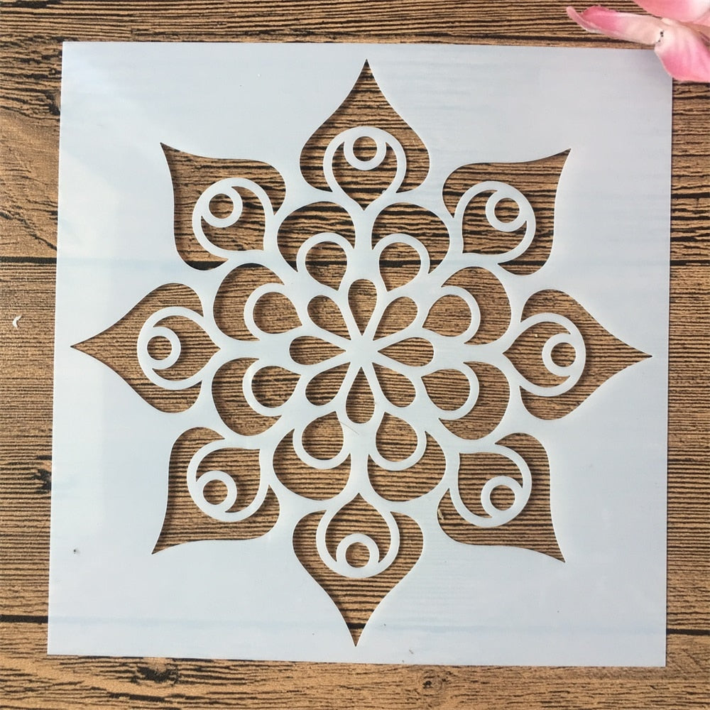 16pcs/15x15cm stencils de mandalas