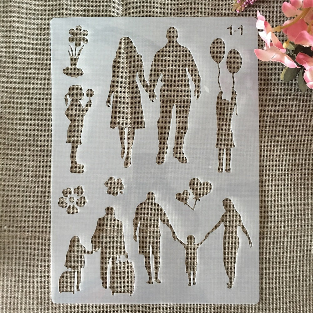 9pcs - A4 family stencils