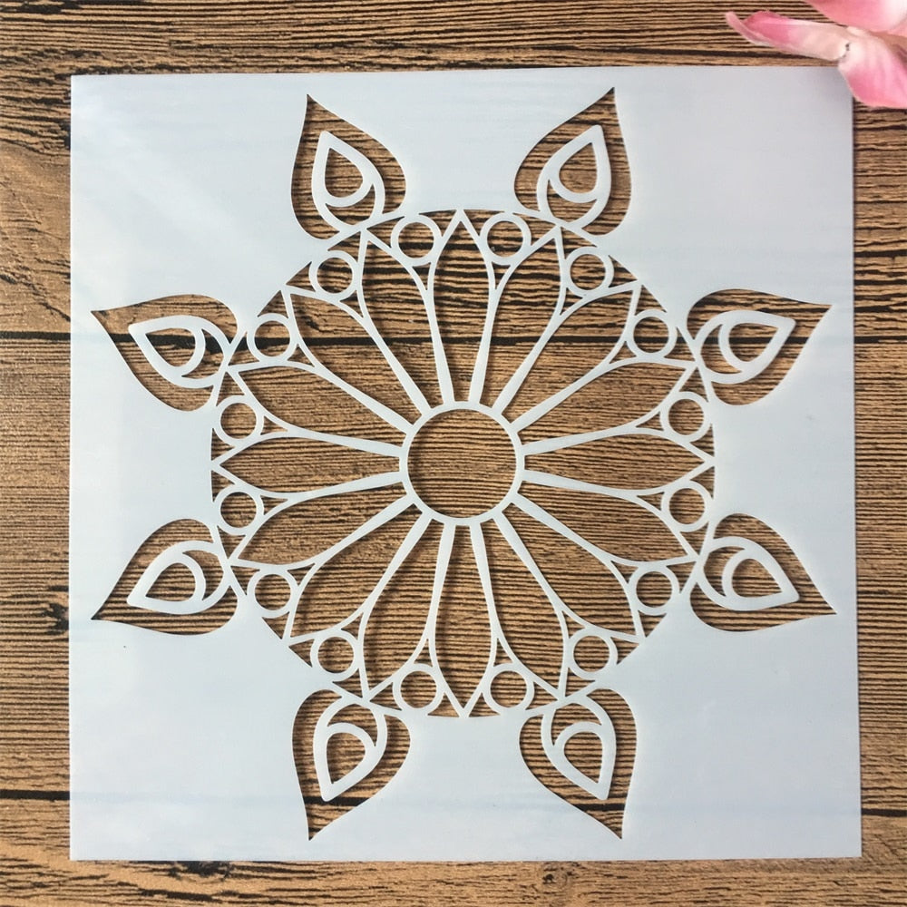 16pcs/15x15cm stencils de mandalas