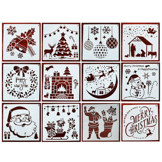 12 pcs Christmas Stencils