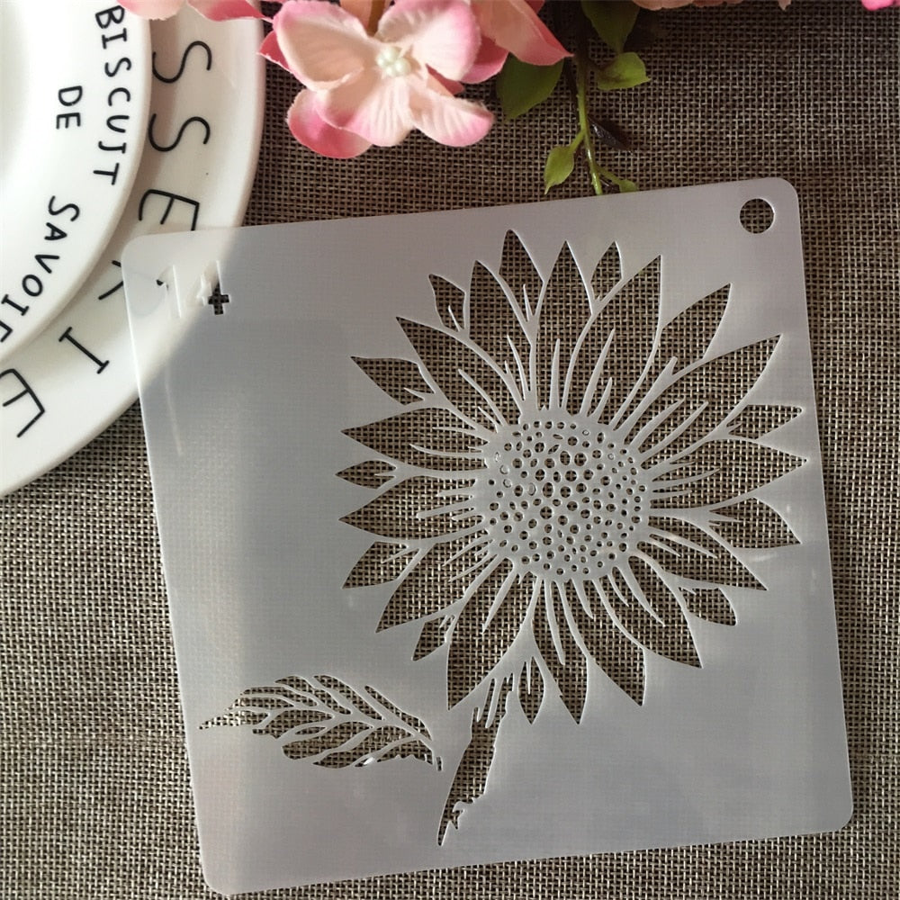 20pcs/set 15cm stencils sunflowers