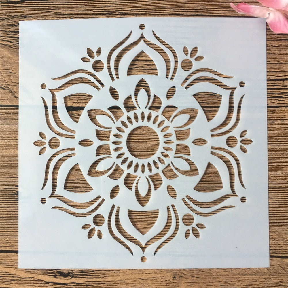 16pcs/15x15cm stencils de mandalas