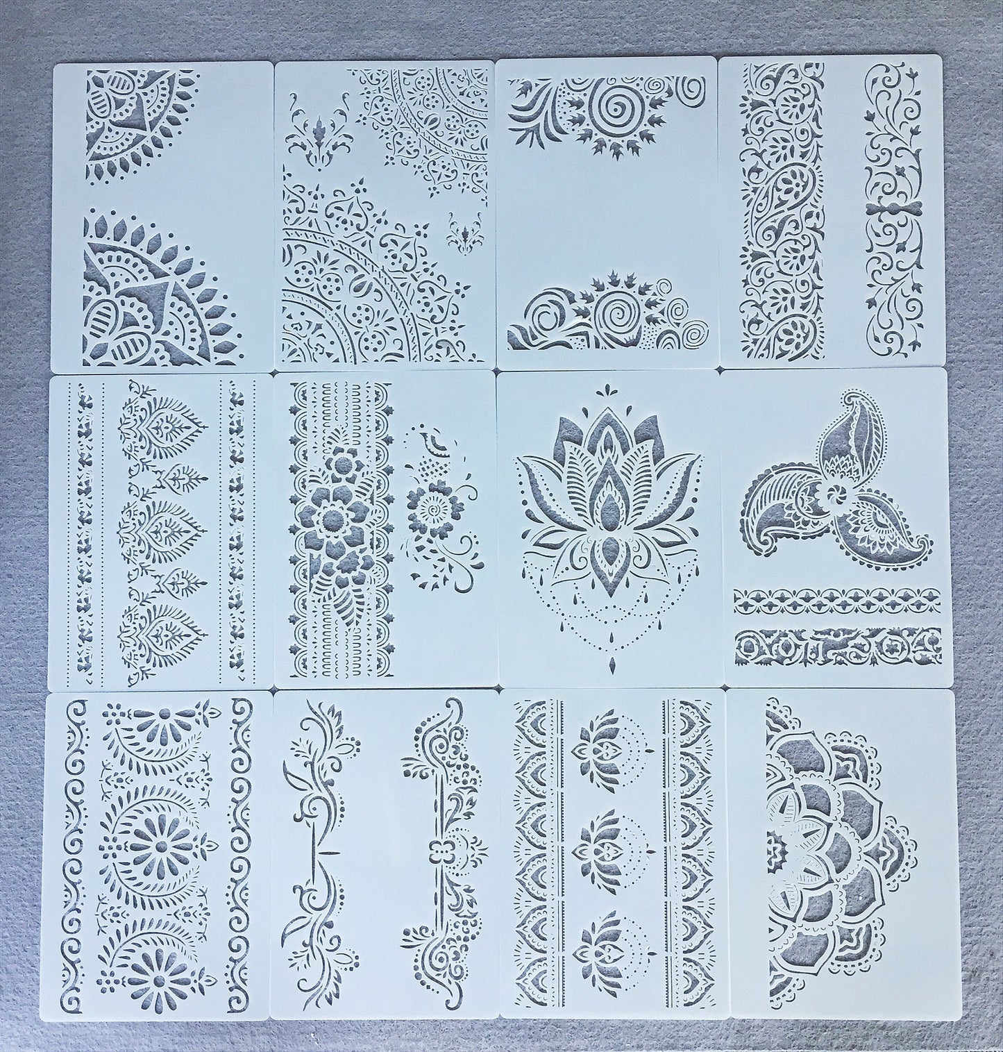 12pcs/set a4 29cm Lotus Stencils