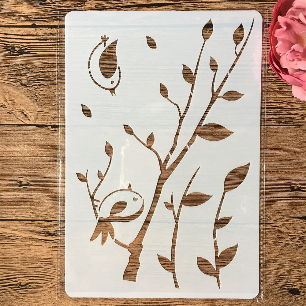 4pcs - flowers Stencils A4