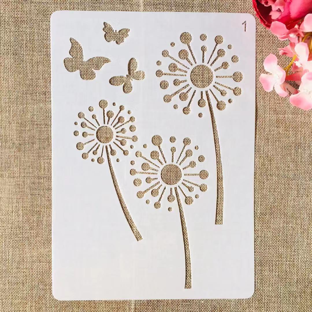 9pcs Flowers Stencils - A4 29x21cm