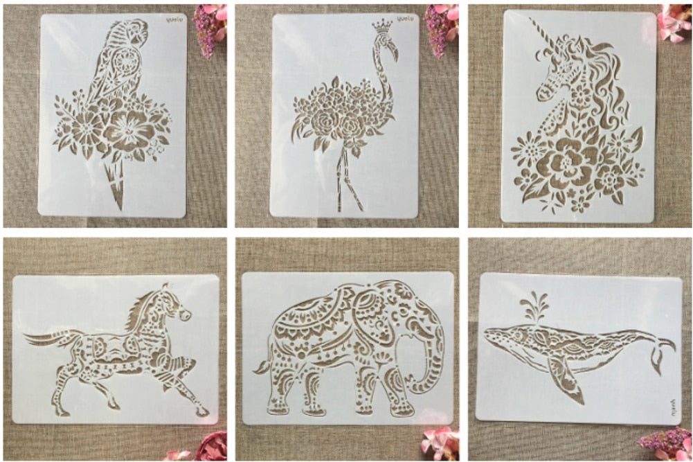 6pcs/A4 Animals Stencils