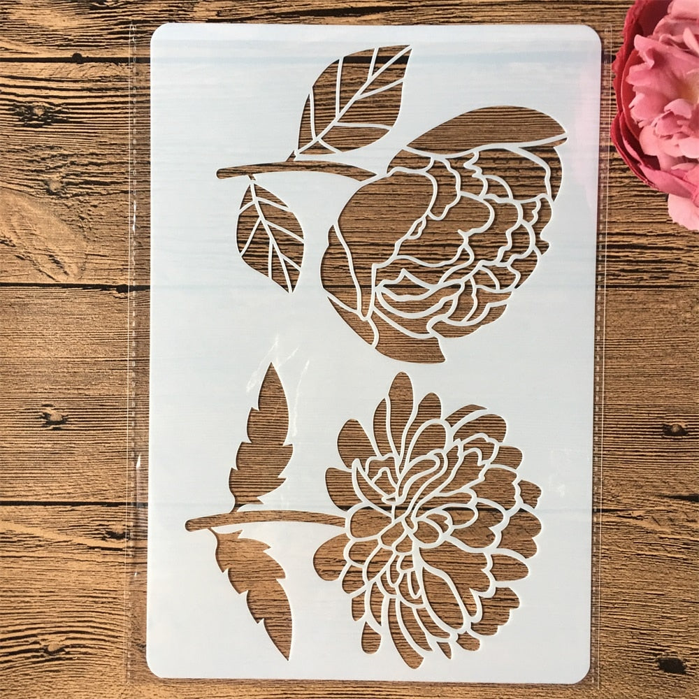 4pcs - flowers Stencils A4