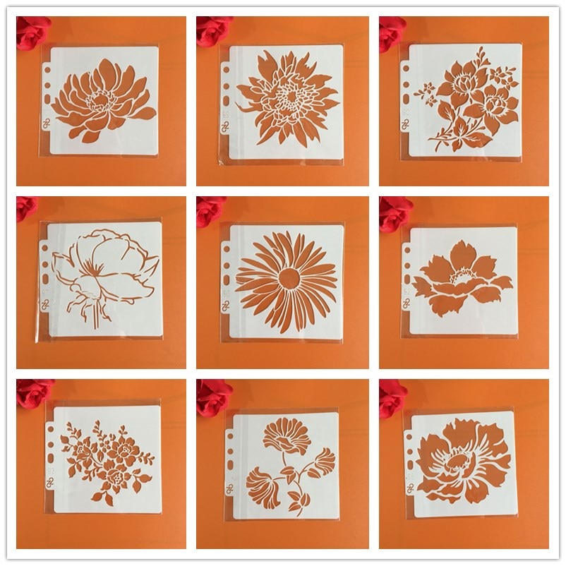 Flowers Stencils 2 - 9 pcs / 14 x 13cm