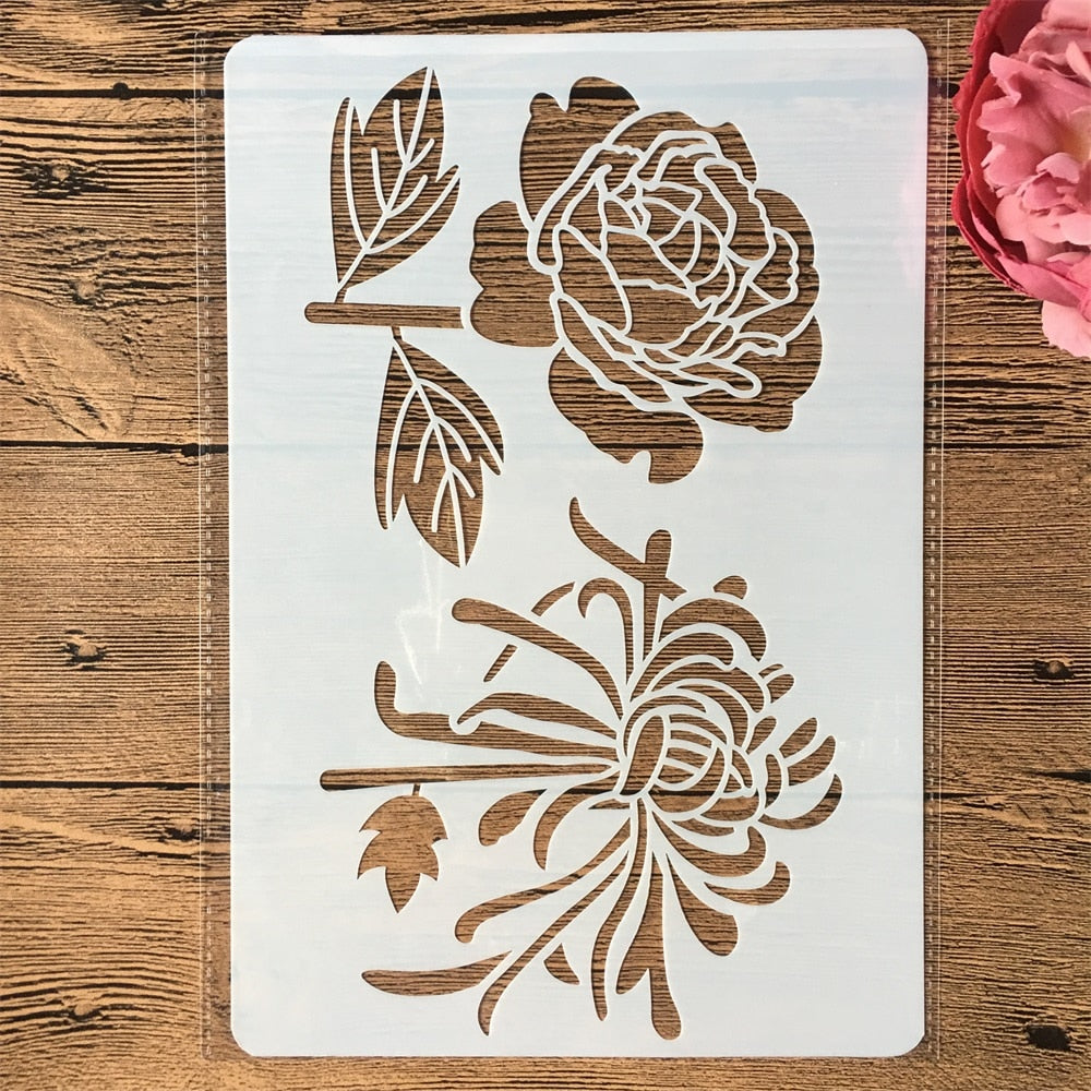 4pcs - flowers Stencils A4