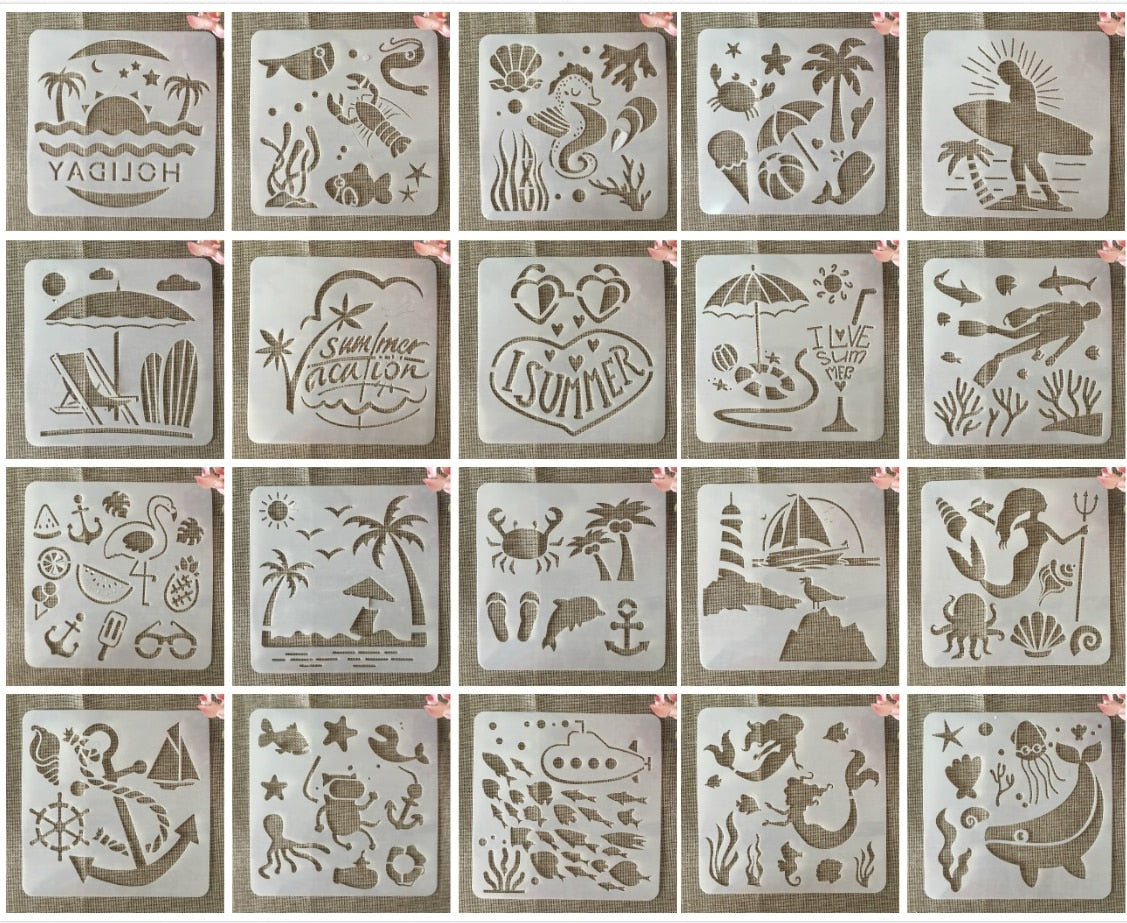 20pcs/set 20cm Marine Stencils