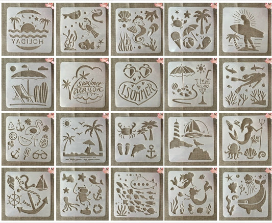 20pcs/set 20cm Marine Stencils