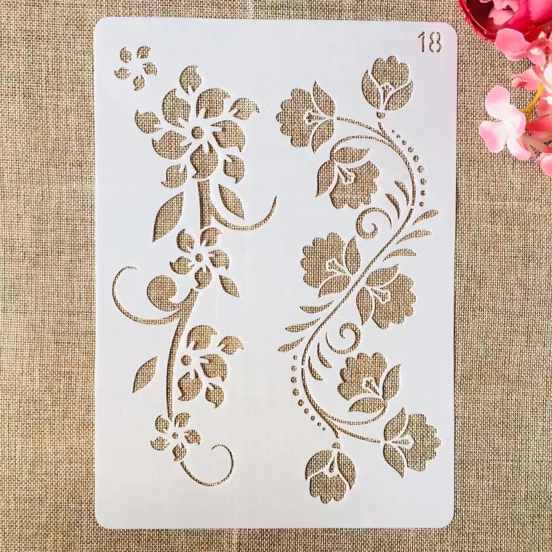 9pcs Flowers Stencils - A4 29x21cm