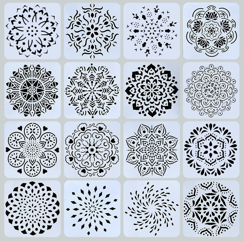 16pcs/set 15x15cm flowers mandalas