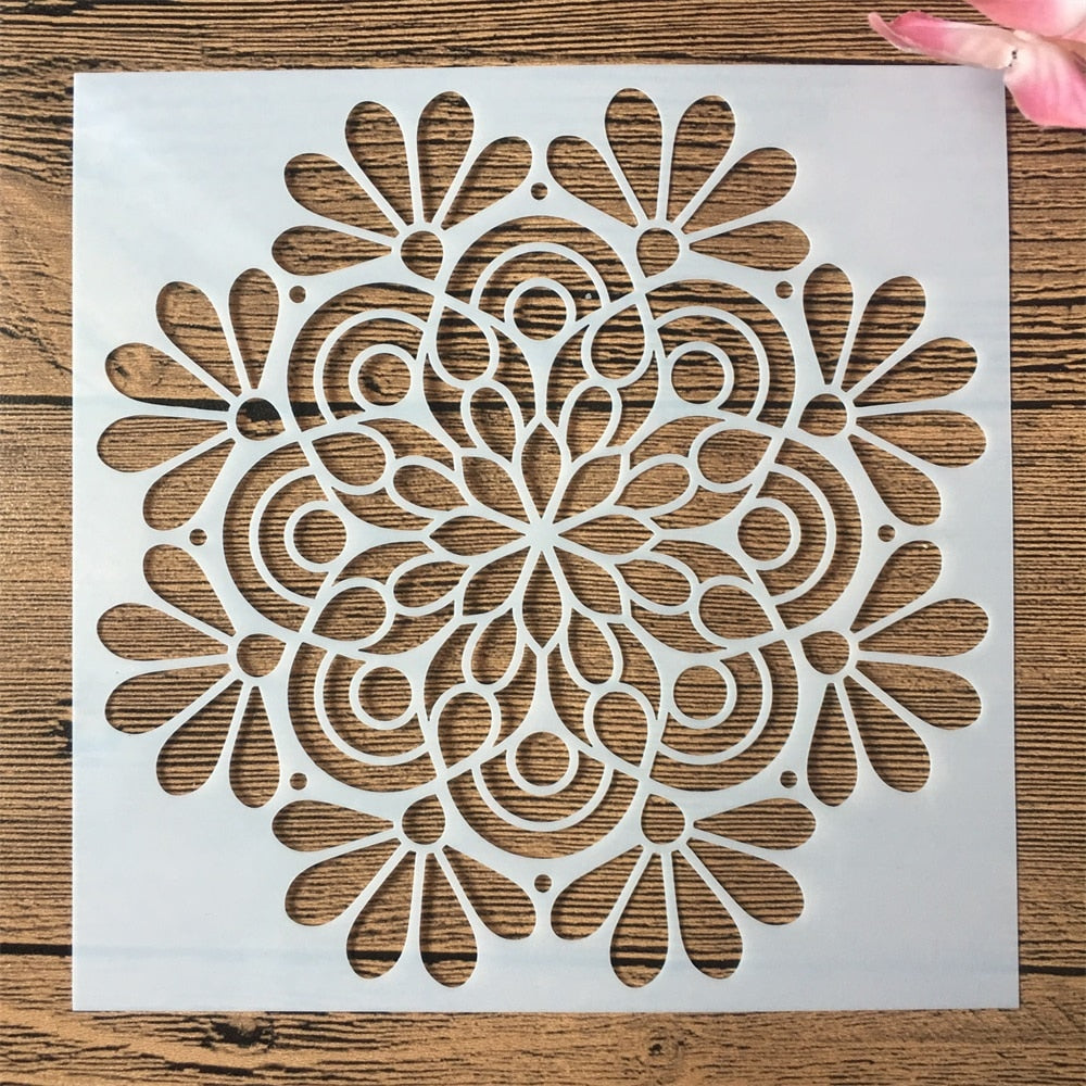 16pcs/15x15cm stencils de mandalas