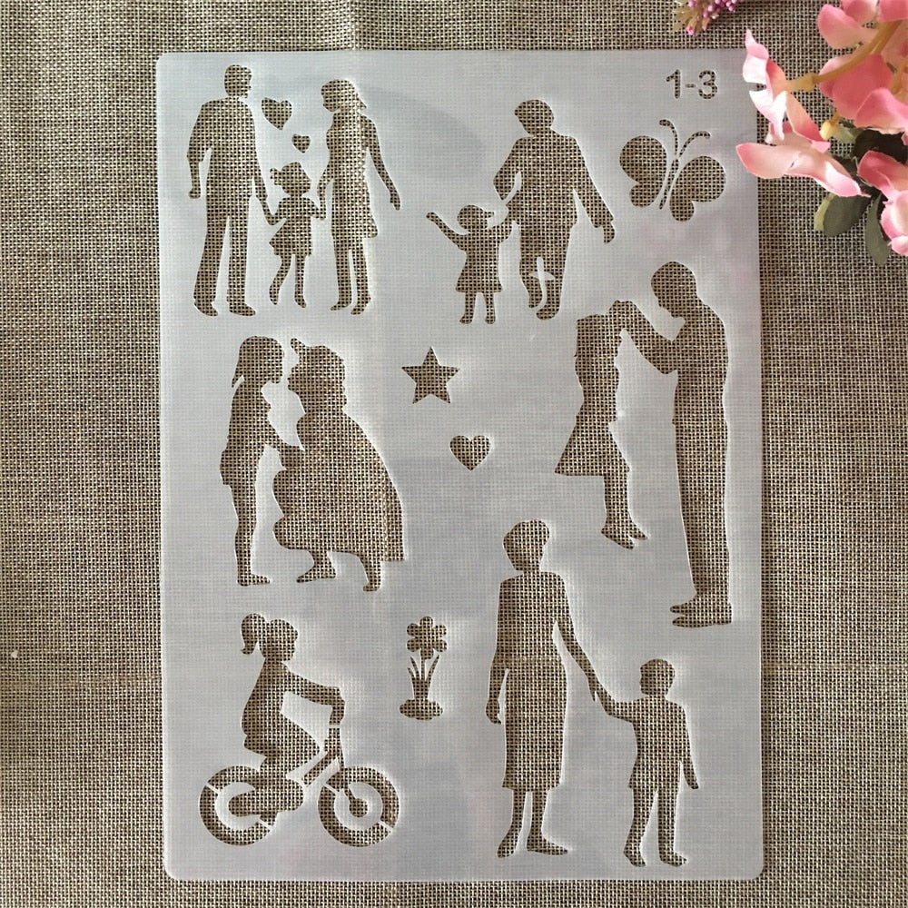 9pcs - A4 family stencils