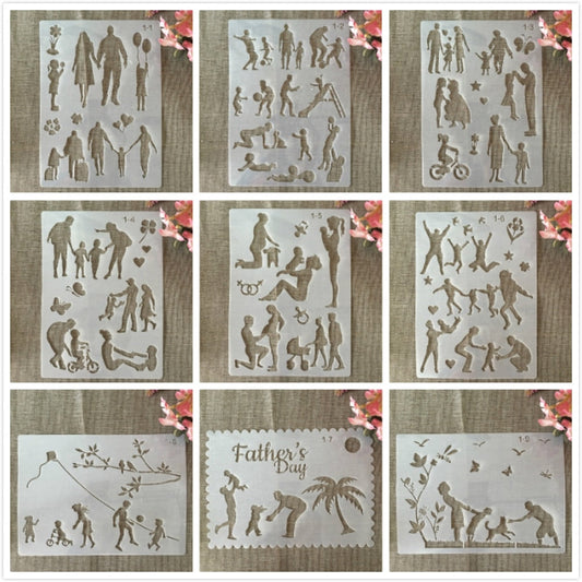 9pcs - A4 family stencils