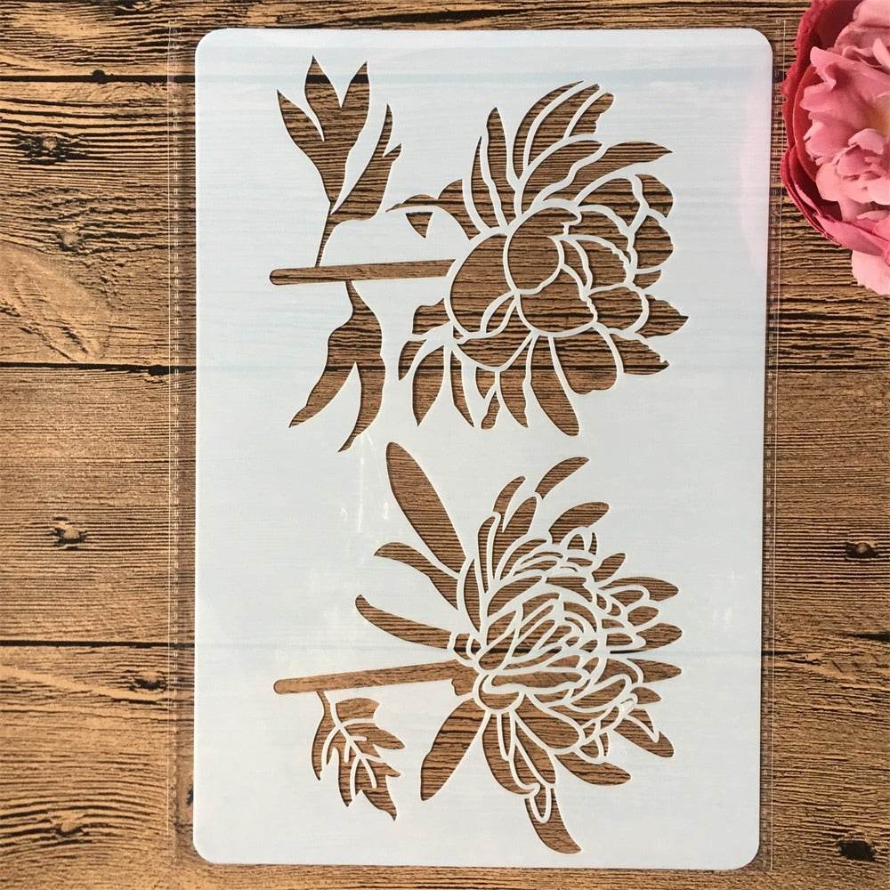 4pcs - flowers Stencils A4