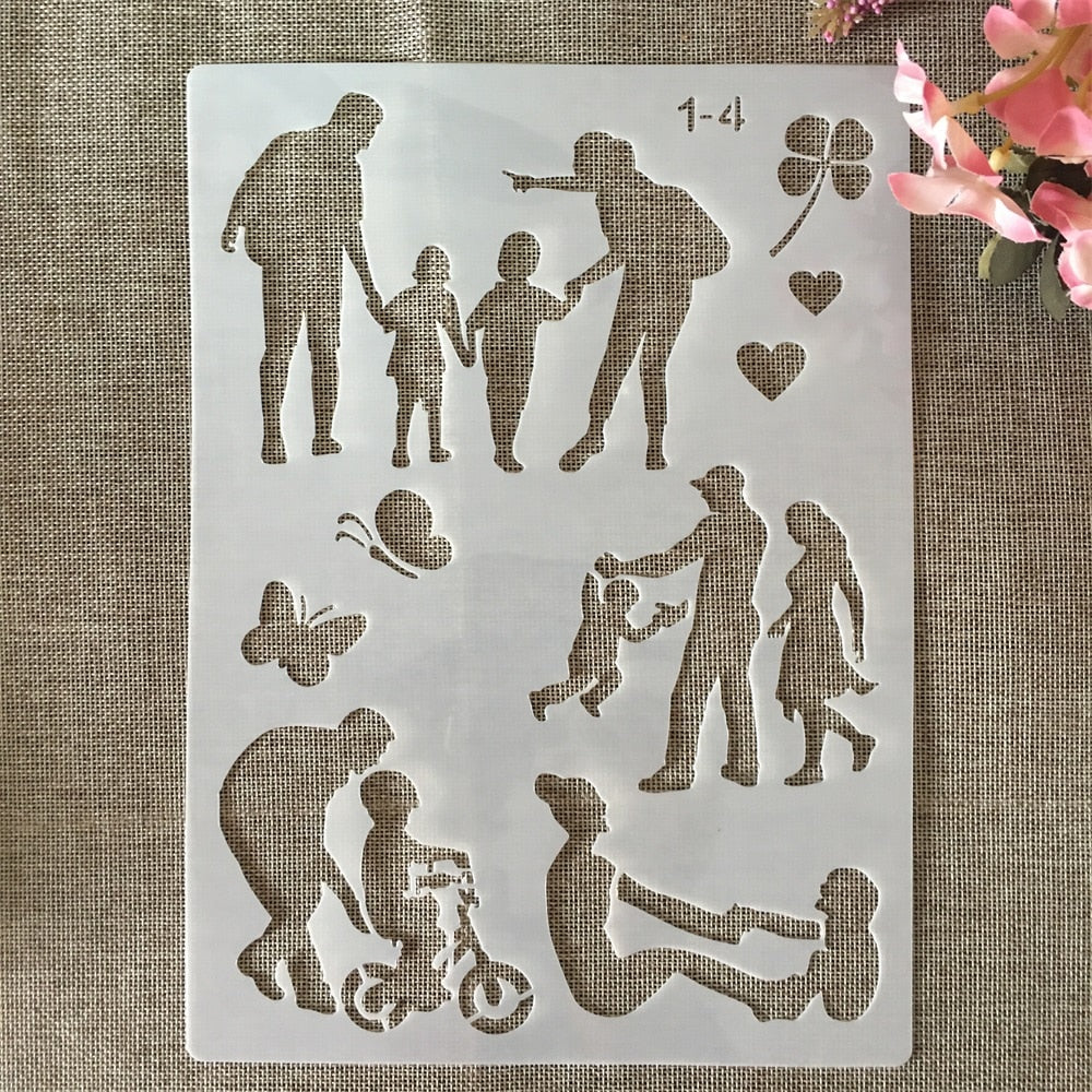 9pcs - A4 family stencils