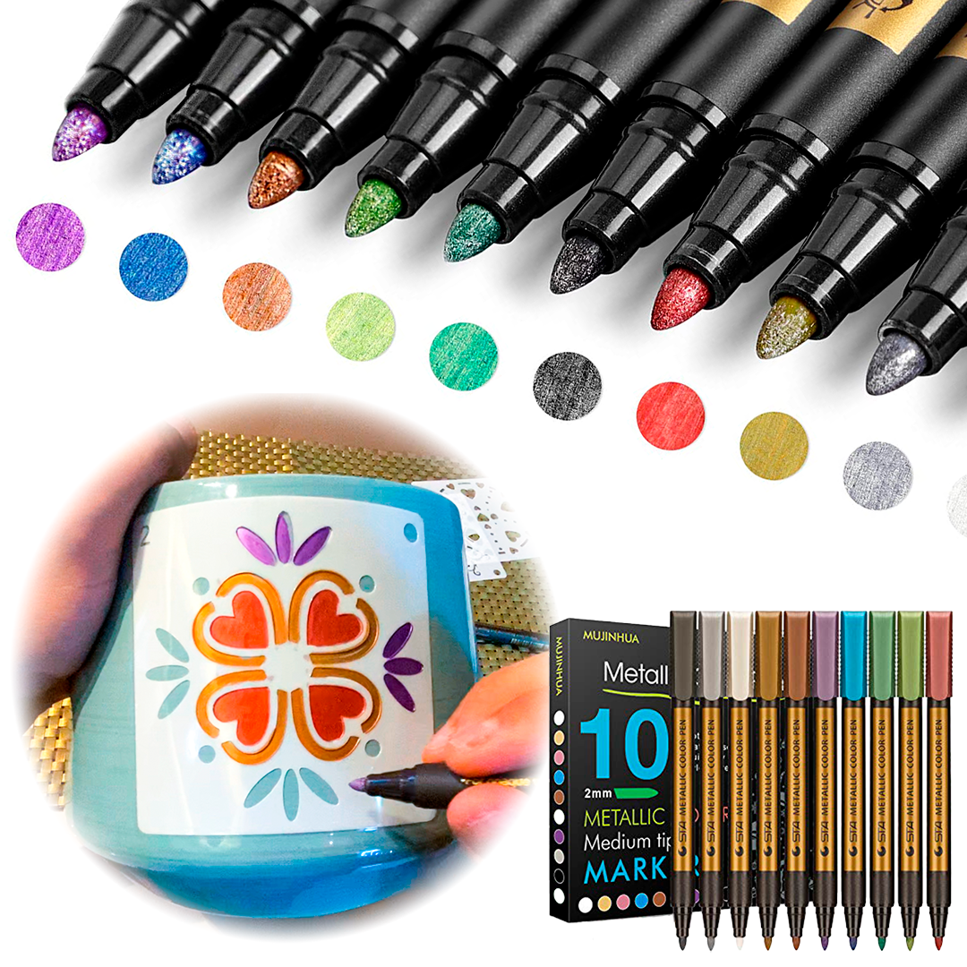 Complete Kit: Magic Gold Pens + 48 mandala Stencils