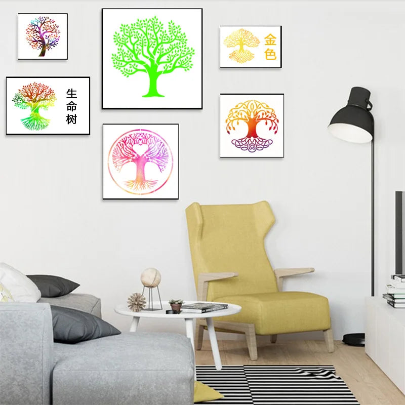 12pcs/15x15cm tree stencils