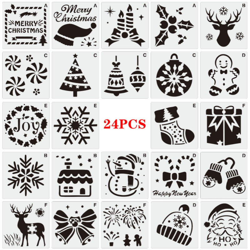 Merry Christmas stencils 8x8cm