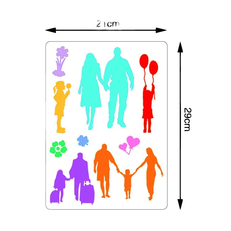 9Pcs A4  Family Stencils