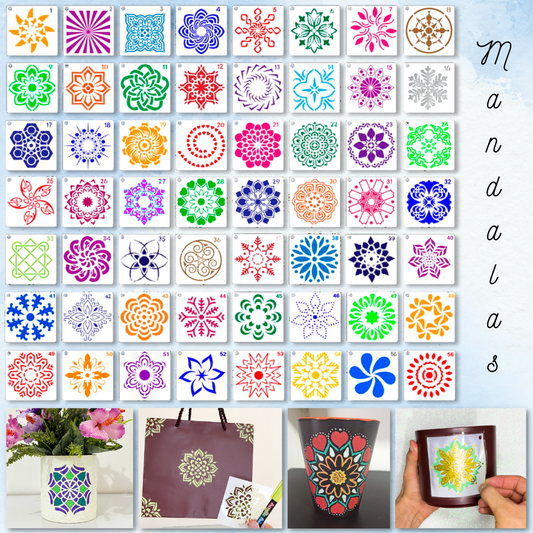 56pcs  Mandala Stencils - 9x9cm