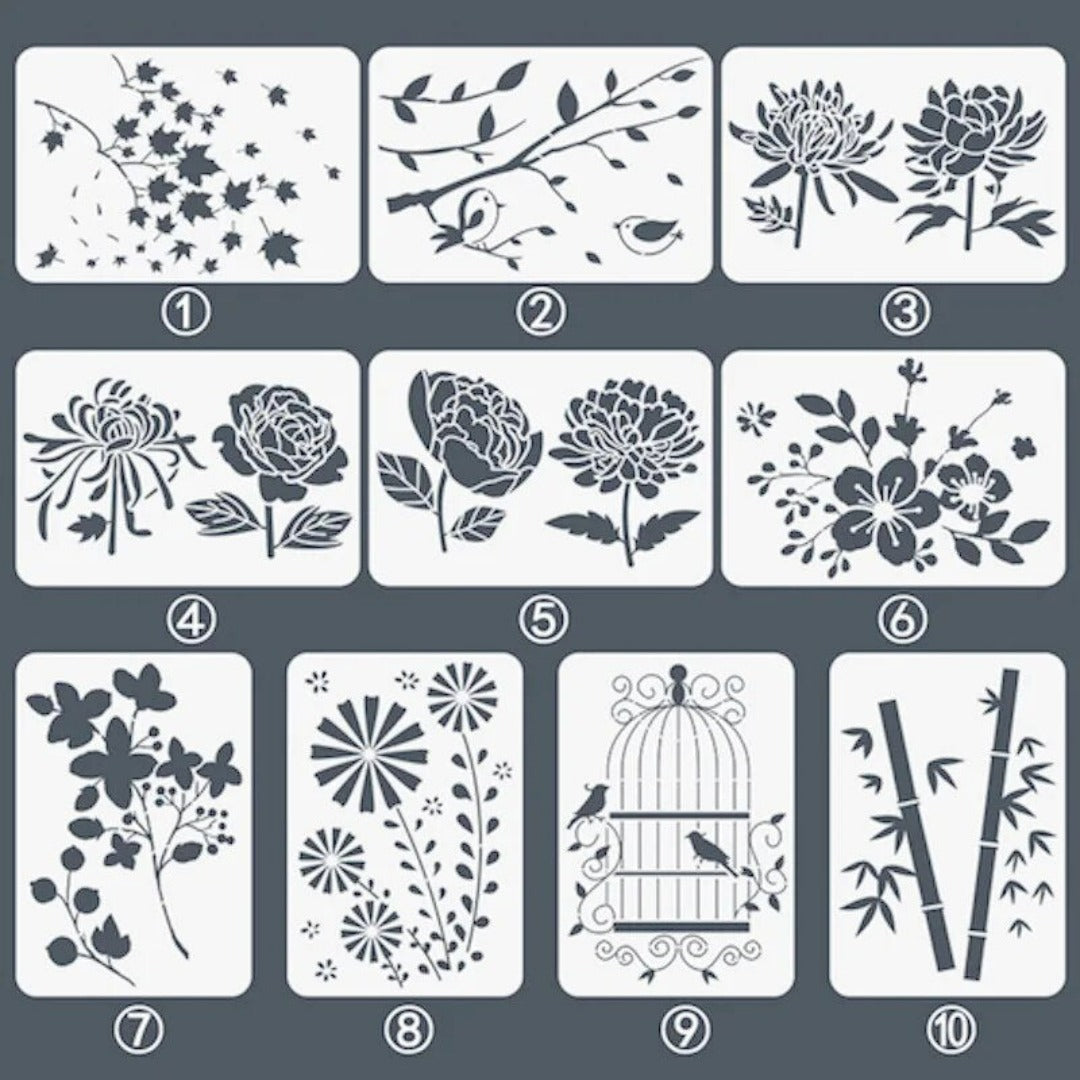 Flowers Stencils - 10pcs/set 26cm