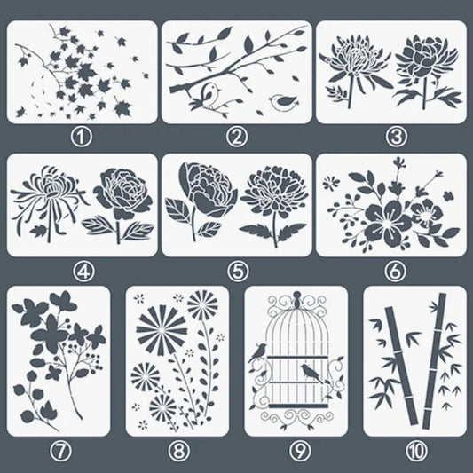 Flowers Stencils - 10pcs/set 26cm